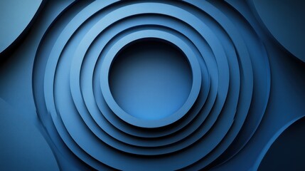Poster - Abstract blue concentric circles background.