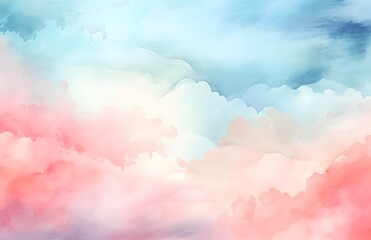 abstract watercolor background with clouds. pink and blue watercolor painting background. fantasy sm