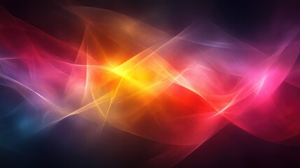 Poster - Abstract colorful glowing waves, dynamic energy, vibrant light streaks, motion blur, smooth flowing lines, dark background.
