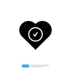 Poster - Heart Icon with Checkmark Symbol Representing Approval and Positive Affirmation in Modern Graphic Design