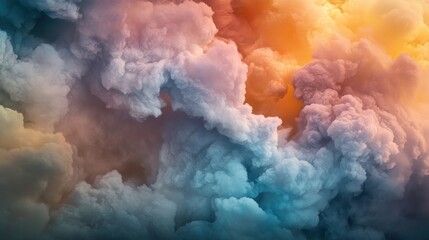 Poster - Abstract colorful smoke clouds, textured background.