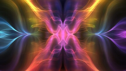Poster - Abstract colorful symmetrical light waves pattern.