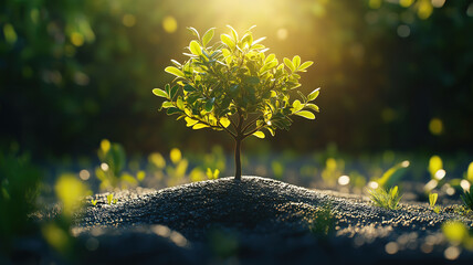 Wall Mural - growing tree for ecological sustainability, sustainable environment, and corporate social