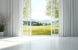 © Syarif - Sunny room with open window showing spring meadow.