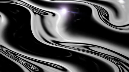 Poster - Abstract black liquid metal surface with light reflections, glossy waves in a futuristic design. Modern digital art and technology concept