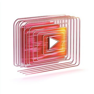 3D playlist icon symbolizing media files, digital media storage on white background.