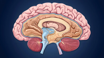 Poster - Detailed illustration of a human brain's internal structure