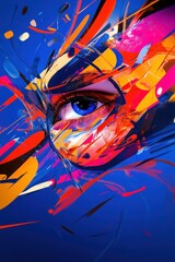 Aufkleber - Abstract eye artwork with vibrant colors and dynamic brush strokes