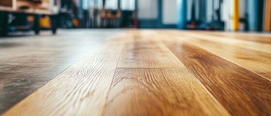 Poster - Close-up view of wooden flooring in a modern interior space