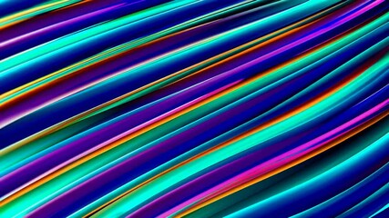Poster - Abstract digital art with vibrant curved lines in blue, purple, and green shades. Modern artistic expression concept