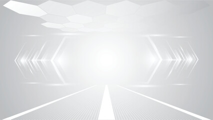 Leinwandbilder - Abstract technology white gray background Hi-tech communication podium concept, technology, digital business, innovation, science fiction scene vector illustration with copy-space.