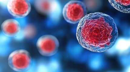 Poster - A vibrant depiction of cells under a microscope, showcasing intricate details and structures, emphasizing the beauty of microscopic biology.