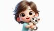 © sakson - Child embracing adorable kitten home digital art cheerful environment close-up view joyful concept