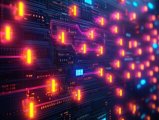 Aufkleber - Dynamic circuit board action technology lab digital art futuristic environment close-up view innovation concept
