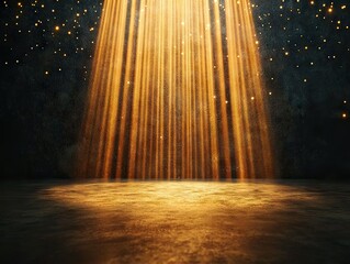 Poster - Dramatic light beams illuminating dark space abstract visual art enigmatic environment artistic viewpoint