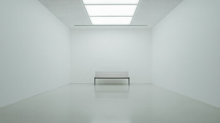 Poster - Minimalist Bench in Bright White Exhibition Space