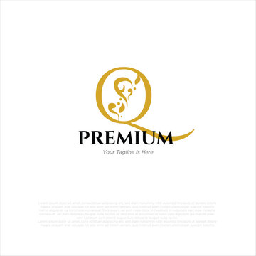Letter q Royal Luxury Brand Symbol Design Template gold