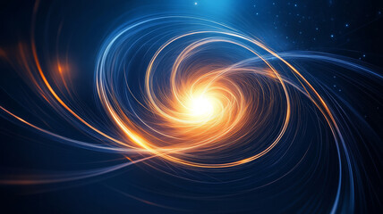 Poster - surreal cosmic phenomenon with swirling light and energy, depicting vibrant vortex of orange and blue hues, creating mesmerizing visual experience