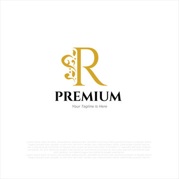 Letter R Royal Luxury Brand Symbol Design Template gold