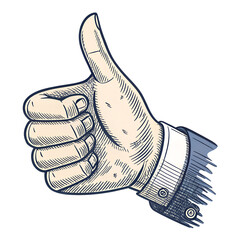 Poster - hand drawn hand showing thumbs up symbol png