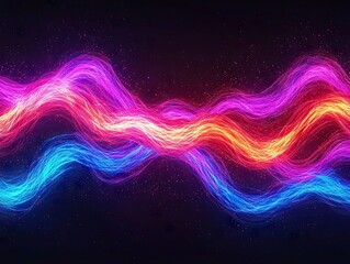 Aufkleber - Dynamic waves of colorful light abstract art digital creation dark background conceptual design