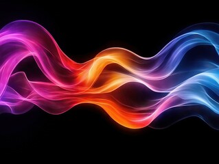 Aufkleber - Vibrant color waves displaying motion abstract art digital illustration black background close-up energy concept