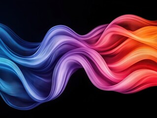 Poster - Dynamic color waves flowing in abstract art digital creation vibrant spectrum dark background artistic concept