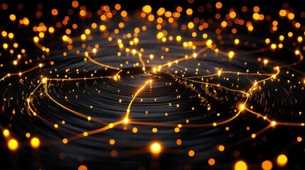 Poster - Captivating Abstract Radiance Golden Light Trails on Dark Fluid Surface Mesmerizing Visuals for Creative Projects and Designs