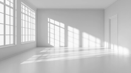 Poster - Bright empty interior space illuminated by sunlight