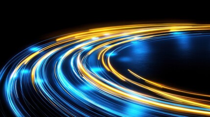 Poster - Abstract Light Trails in Dynamic Motion on Dark Background Capturing Speed and Innovation with a Futuristic and Modern Style