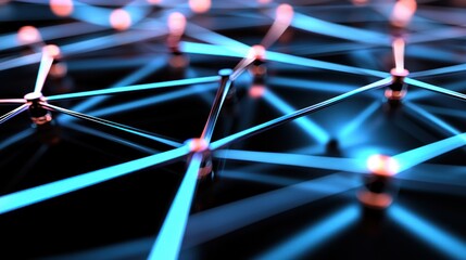 Poster - Abstract network connection with glowing nodes and lines on dark background for technology concept