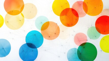 Aufkleber - Abstract network of colorful overlapping circles against a bright white background creating a modern and vibrant design with a sense of connectivity and innovation