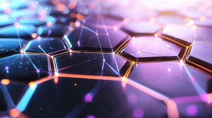 Poster - Abstract futuristic technology background with hexagonal grid network and glowing connection dots