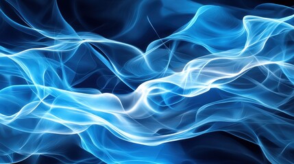 Aufkleber - Captivating Blue Hues Abstract Background with Ethereal Light Trails and Dynamic Flowing Shapes for Modern Design