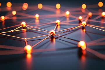 Aufkleber - Abstract network connection background with glowing spheres and lines representing data flow and communication in a modern and futuristic style with a dark backdrop