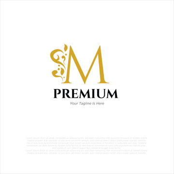 Letter m Royal Luxury Brand Symbol Design Template gold