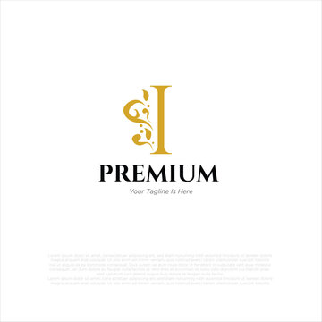 Letter i Royal Luxury Brand Symbol Design Template gold