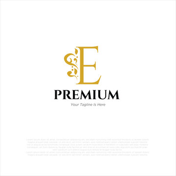 Letter e Royal Luxury Brand Symbol Design Template gold