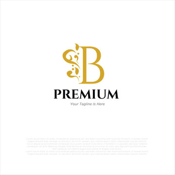 Letter b Royal Luxury Brand Symbol Design Template gold