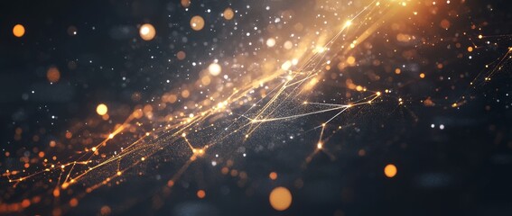 Fototapete - Colorful light waves dance across a dark, shimmering background creating a vibrant atmosphere in an abstract setting