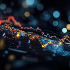Poster - Abstract Data Visualization with Colorful Charts and Lines