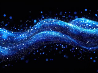 Aufkleber - Dynamic blue particle waves abstract background graphic design digital art night scene visual concept