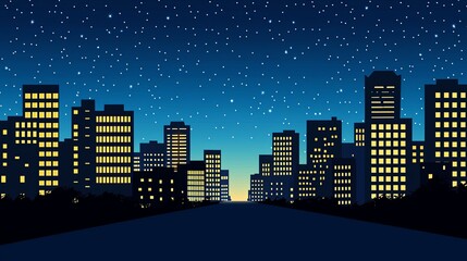 Poster - A utopian city of the future where gravity-defying structures illuminate the night sky, with copy space.