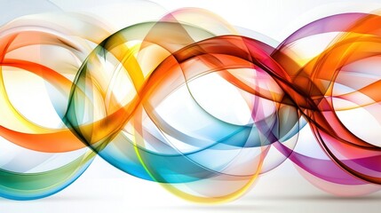 Poster - Dynamic interplay of vibrant hues in a swirling abstract design on a clean white canvas creating a sense of motion and energy