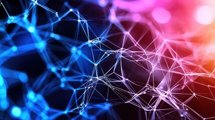 Fototapete - Abstract network connection with vibrant blue and pink hues evoking modern technology and futuristic digital innovation for visual communication