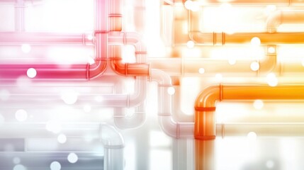 Poster - Abstract pipeline network with vibrant gradient light and bokeh effect creating a modern industrial aesthetic for technology and engineering concepts