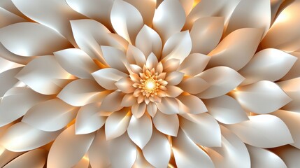 Poster - Abstract floral design with luminous petals radiating from a central golden core in a modern style