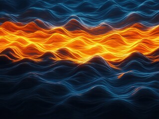 Aufkleber - Dynamic waves of light and color abstract ocean scene digital art dark environment close-up view energy concept