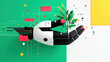 © INT888 - futuristic robotic hand presenting small plant, symbolizing technology and nature