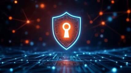 Poster - Digital Shield Keyhole Symbolizing Cybersecurity Protection for Your Network and Data Technology